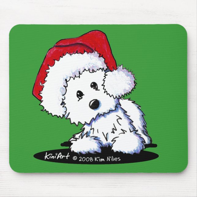 Alfombrilla De Ratón Regalos de perro de KiniArt Santa Westie (Frente)