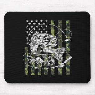 Alfombrilla De Ratón Regalos de pesca con bandera americana de camuflaj