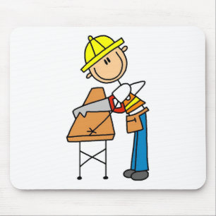 Alfombrilla De Ratón Regalos de trabajador de construcción aserrando ma