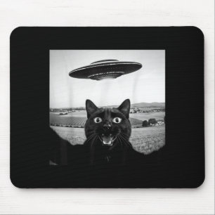 Alfombrilla De Ratón Regalos Divertidos Gato Negro Selfie Ovni Alien Pa