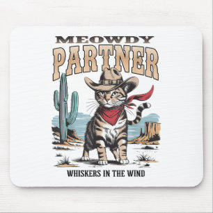 Alfombrilla De Ratón Regalos Vintage De Gato Meowdy Partner Cowboy Para