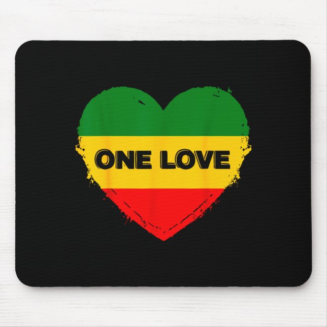 Alfombrilla De Ratón Reggae Heart One Love Rasta Reggae Music Rastafari (Frente)