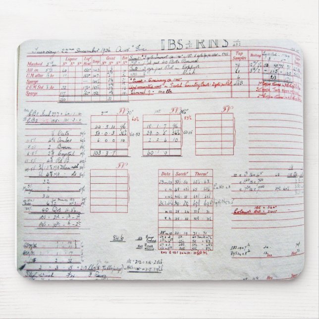 Alfombrilla De Ratón Registro RNS de Barclay Perkins 1936 IBS (Frente)