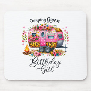 Alfombrilla De Ratón Reina de camping de cumpleaños Campamento Rosa Flo