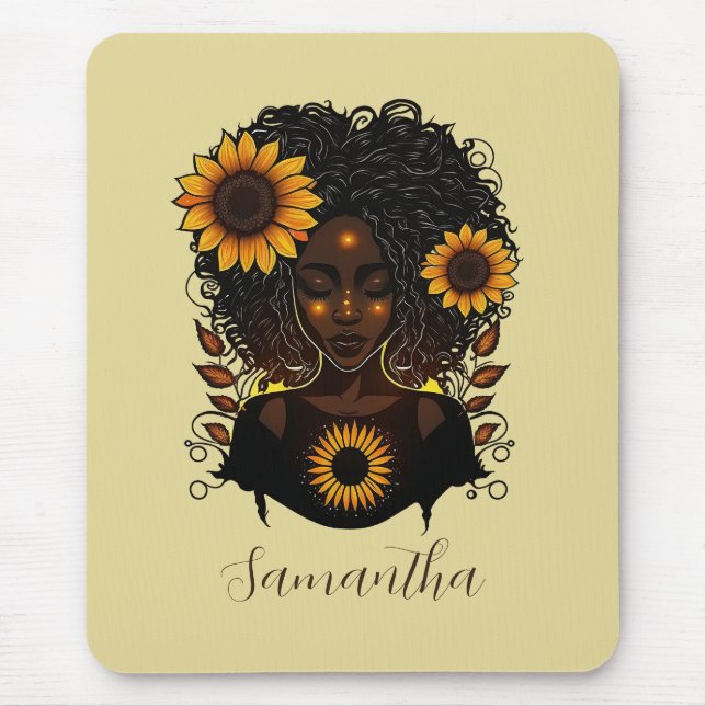 Alfombrilla De Ratón Reina del girasol mujer africana (Frente)