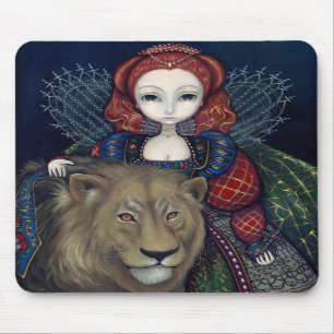 Alfombrilla De Ratón "Reina Elizabeth y un león" Mousepad