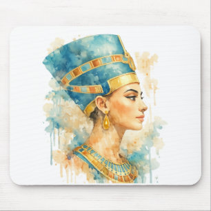 Alfombrilla De Ratón Reina Nefertiti acuarela Arte egipcio antiguo