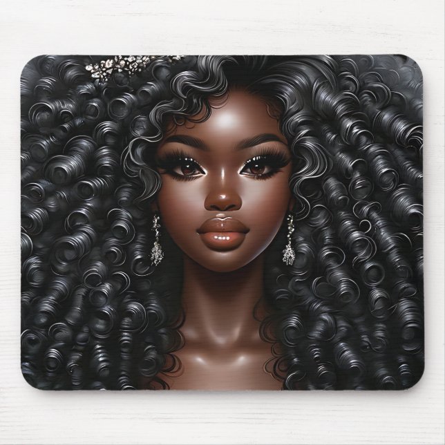 Alfombrilla De Ratón Reina negra melanina mujer sista reinas hermanas d (Frente)