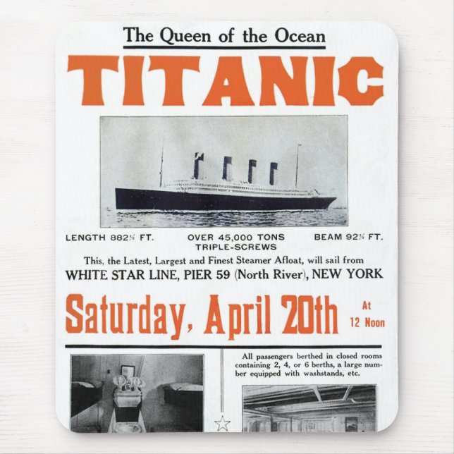 Alfombrilla De Ratón Reina Titánica Del Océano - Línea Estrella Blanca (Frente)