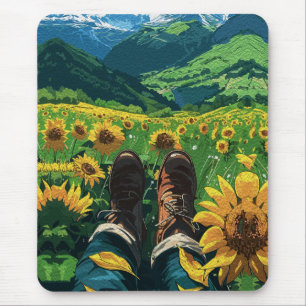 Alfombrilla De Ratón Relajándose en el Paraíso de los Girasoles