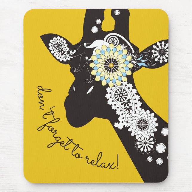 Alfombrilla De Ratón Relax - Yellow Funky Guay Giraffe (Frente)
