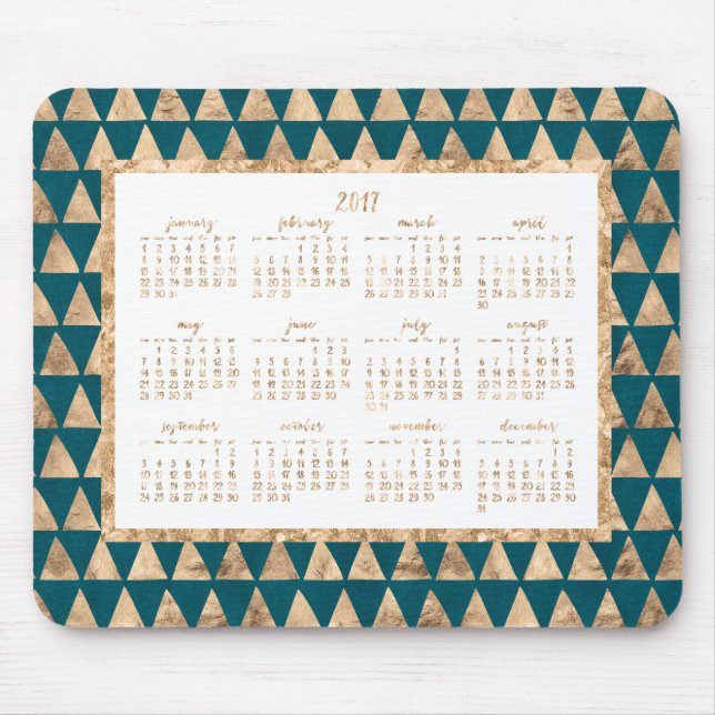Alfombrilla De Ratón Relieve metalizado dorado Calendario anual 2017 Pa (Frente)