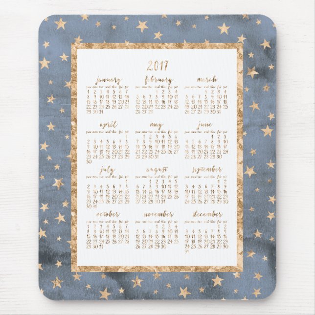 Alfombrilla De Ratón Relieve metalizado dorado Estrellas Anuales Calend (Frente)