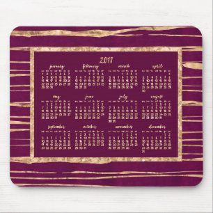 Alfombrilla De Ratón Relieve metalizado dorado Magenta Calendario Anual