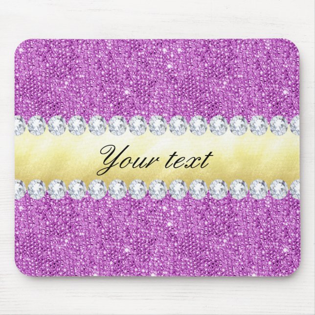 Alfombrilla De Ratón Relieve metalizado dorado y diamantes púrpuras de (Frente)