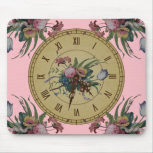 Alfombrilla De Ratón Reloj Antiguo con Flores