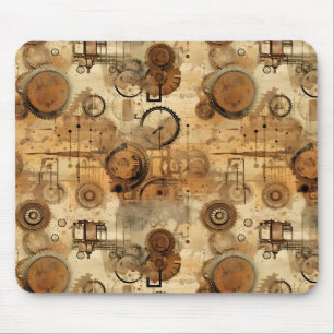Alfombrilla De Ratón Reloj Steampunk Rústico Grunge