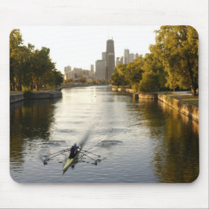 Alfombrilla De Ratón Remeros en la laguna de Lincoln Park, Chicago, Ill