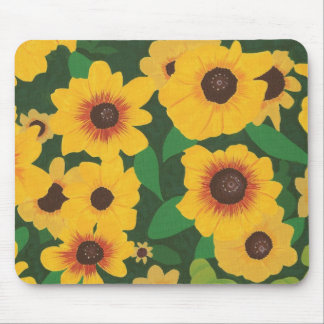 Alfombrilla De Ratón Remiendo de los girasoles amarillos que pintan en