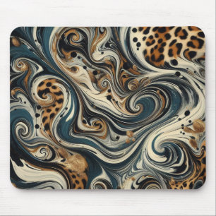 Alfombrilla De Ratón Remolino de estampado de leopardo abstracto