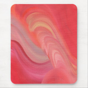 Alfombrilla De Ratón Remolinos abstractos fluidos en rojo, rosa y meloc