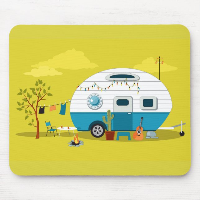 Alfombrilla De Ratón Remolque de Campers Feliz (Frente)