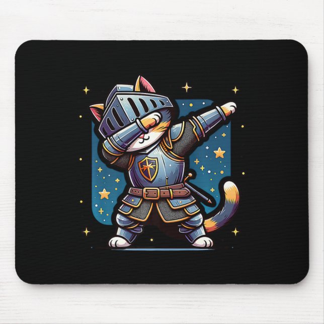 Alfombrilla De Ratón Ren Faire Medieval Knight Dabbing Cat Kitten Funny (Frente)
