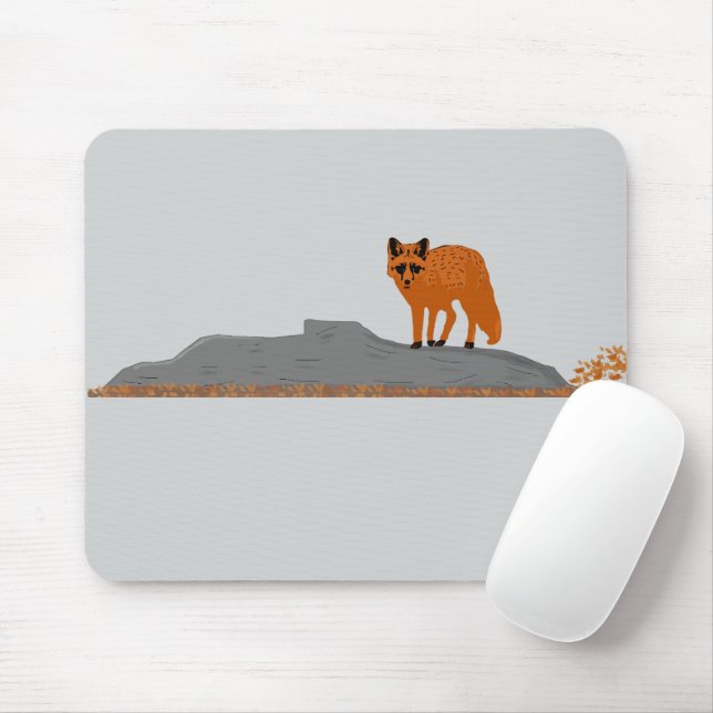 Alfombrilla De Ratón 🦊 Renard sur le Rocher (Con ratón)