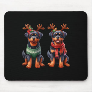 Alfombrilla De Ratón Reno rottweiler Santa Hat Xmas enciende Navidad