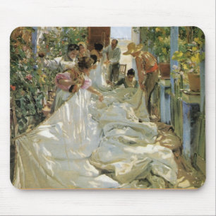 Alfombrilla De Ratón Reparando la vela - Joaquín Sorolla y Bastida