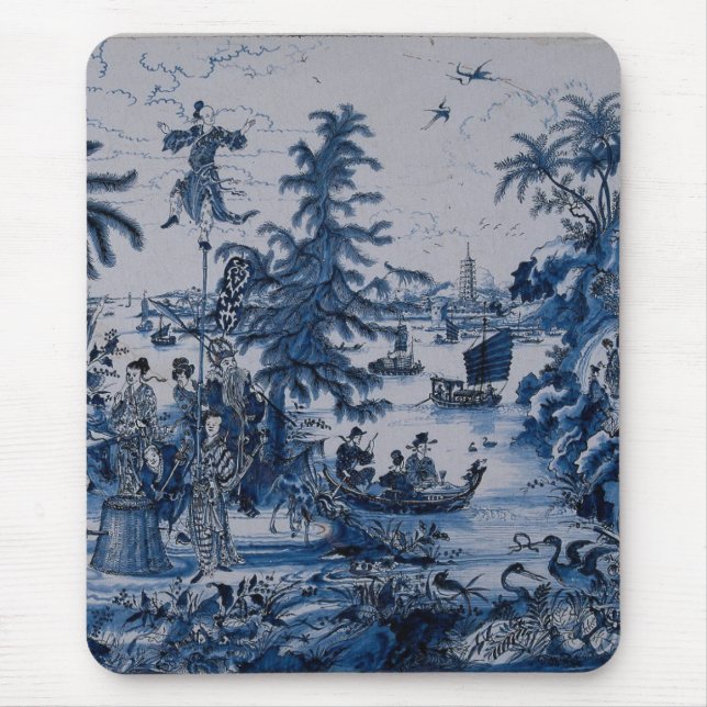 Alfombrilla De Ratón Repro Chinoiserie Delft Blue and White Tile (Frente)