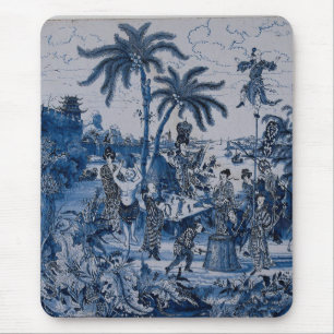 Alfombrilla De Ratón Repro Chinoiserie Delft Blue and White Tile