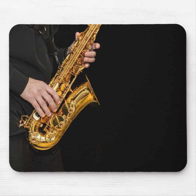 Alfombrilla De Ratón Reproductor saxofón Jazz Mouse Pad | Saxofonista (Frente)