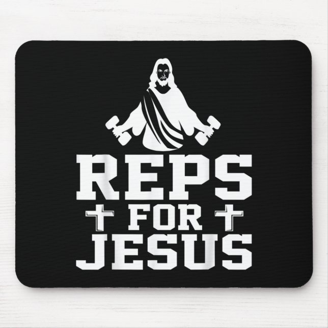 Alfombrilla De Ratón Reps For Jesus Funny Christian Gym Fitness Biceps  (Frente)