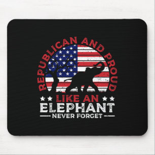 Alfombrilla De Ratón Republicano Y Orgulloso Elefante Bandera Americana
