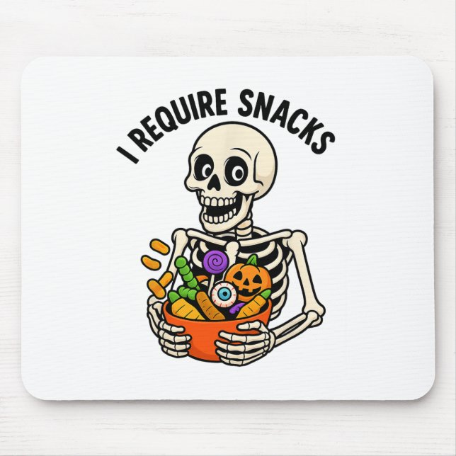 Alfombrilla De Ratón Requerí Snacks Graciosos Meme de Skeleton Hallowee (Frente)