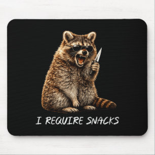 Alfombrilla De Ratón Requieren snacks mapache divertido animal meme hom