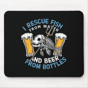 Alfombrilla De Ratón Rescato Pescado Del Agua Y Bebo Cerveza De La Bote