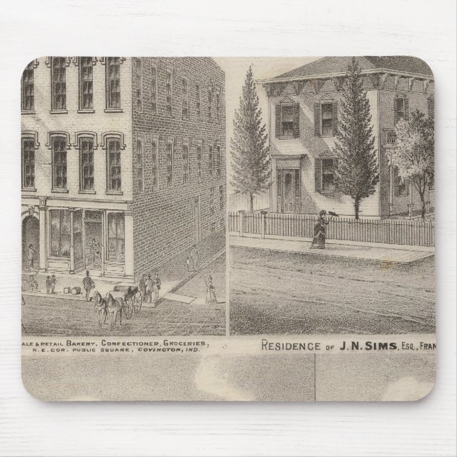 Alfombrilla De Ratón Residencia y molino de Samuel Cade, Wabash Tp (Frente)