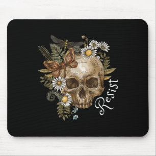 Alfombrilla De Ratón Resistir sutilmente anti Trump Skull Floral Botáni