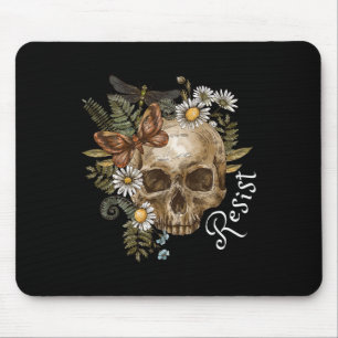 Alfombrilla De Ratón Resistir sutilmente anti Trump Skull Floral Botáni