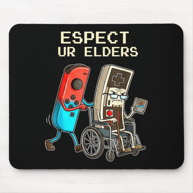 Alfombrilla De Ratón Respect Ur Elders Retro Gaming Controller Funny  (Frente)