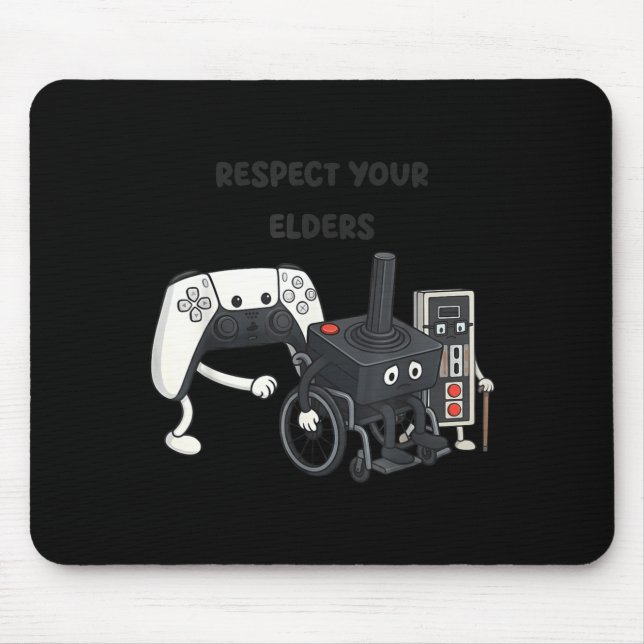 Alfombrilla De Ratón Respect Your Elders Funny Gaming 80s Style Old New (Frente)