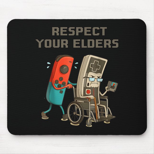 Alfombrilla De Ratón Respect Your Elders Funny Retro Gaming Clic Consol (Frente)