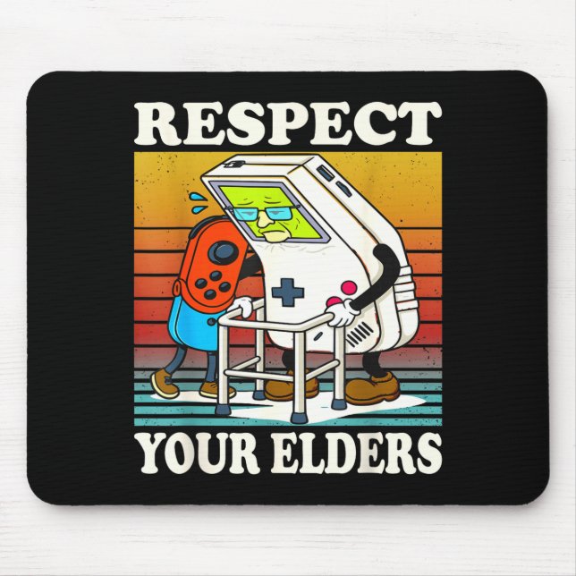 Alfombrilla De Ratón Respect Your Elders Gaming Control 80s Retro Funny (Frente)