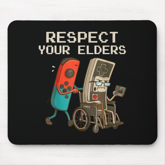 Alfombrilla De Ratón Respect Your Elders Gaming Control Retro Funny Gam (Frente)
