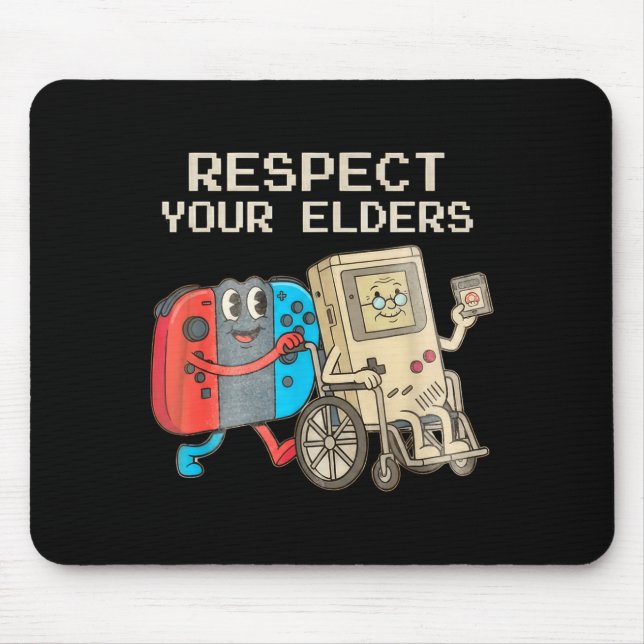 Alfombrilla De Ratón Respect Your Elders Gaming Control Retro Funny Gam (Frente)