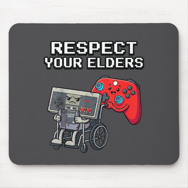 Alfombrilla De Ratón Respect Your Elders Retro Gaming Funny Gamer Contr (Frente)
