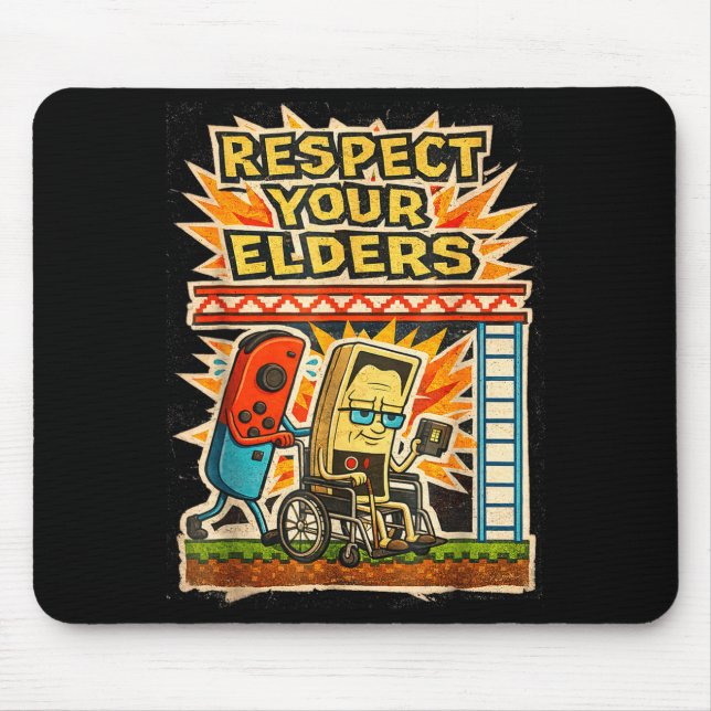 Alfombrilla De Ratón Respect Your Elders Retro Gaming Funny Gamer Contr (Frente)