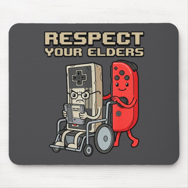 Alfombrilla De Ratón Respect Your Elders Retro Gaming Funny Gamer Contr (Frente)